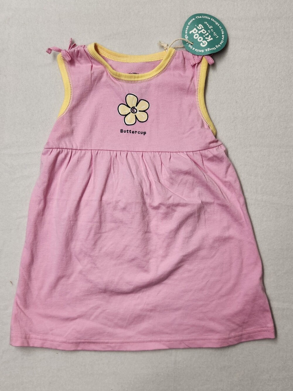 NWT Life Is Good Baby Girl Buttercup Flower Tank Dress Pink Yellow 12-18M Cotton
